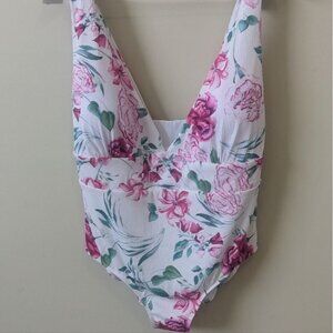 Coastal Wave One Piece Swimsuit Floral Print 3x